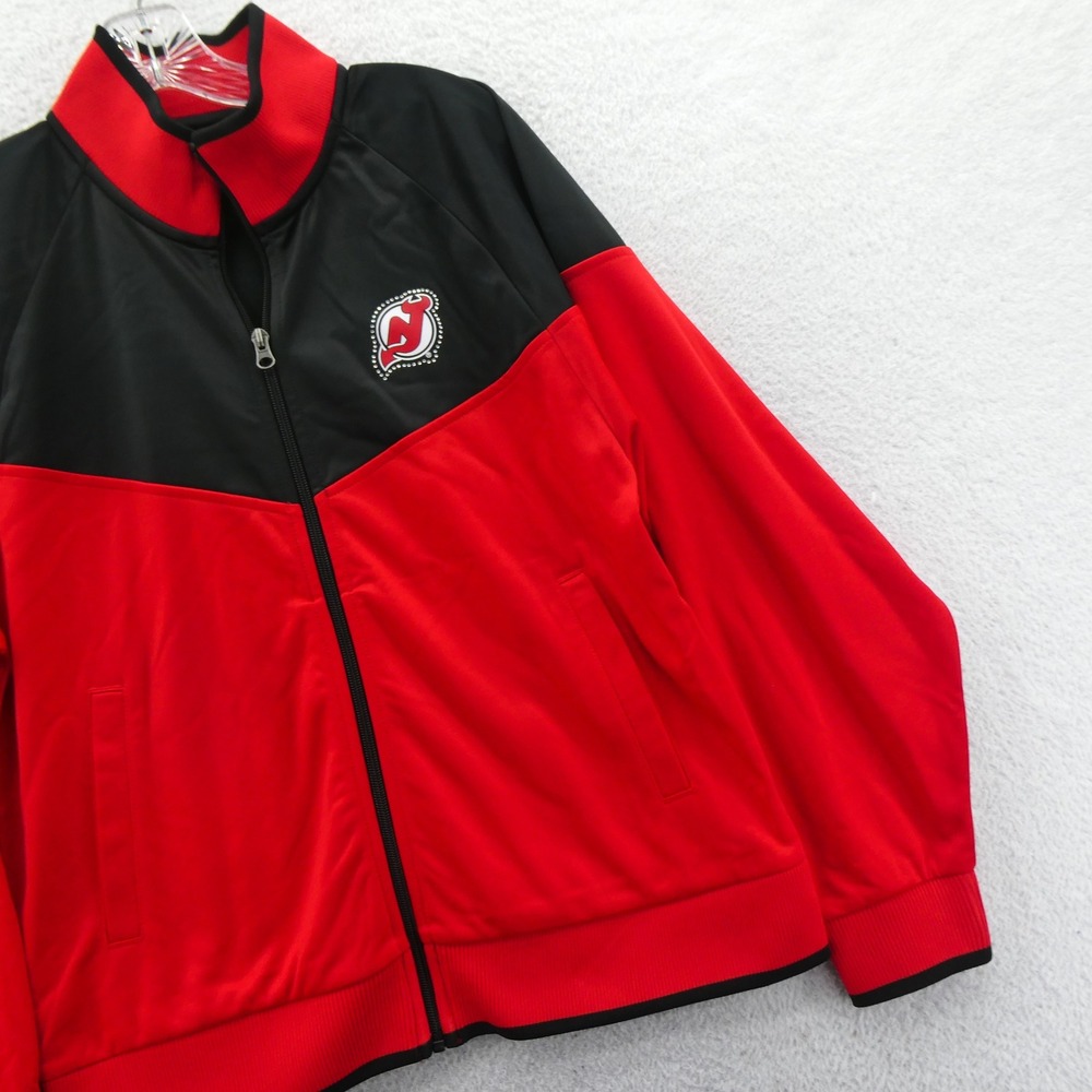 G-III Jacket Womens Medium New Jersey Devils Red Black Rhinestone Full Zip NHL - Picture 3 of 9